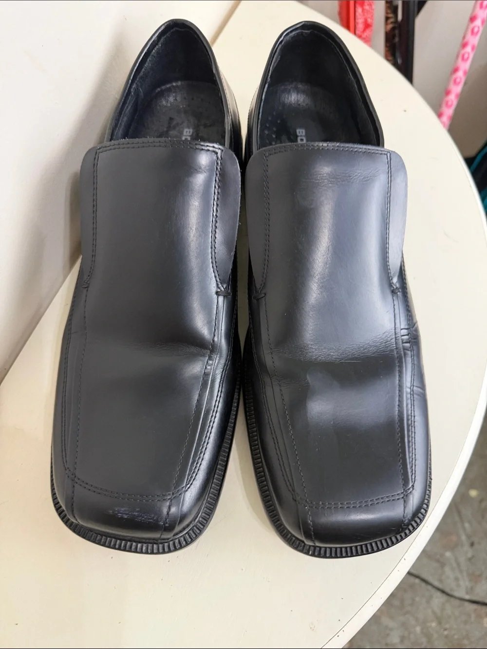 (2382) Bostonian Black Slip-On Leather Dress Loafers, Size: 11M